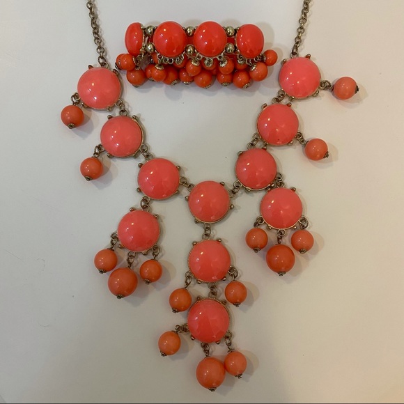 J. Crew Jewelry - J. Crew Orange Bauble Bobble Orange Necklace Bracelet Set!